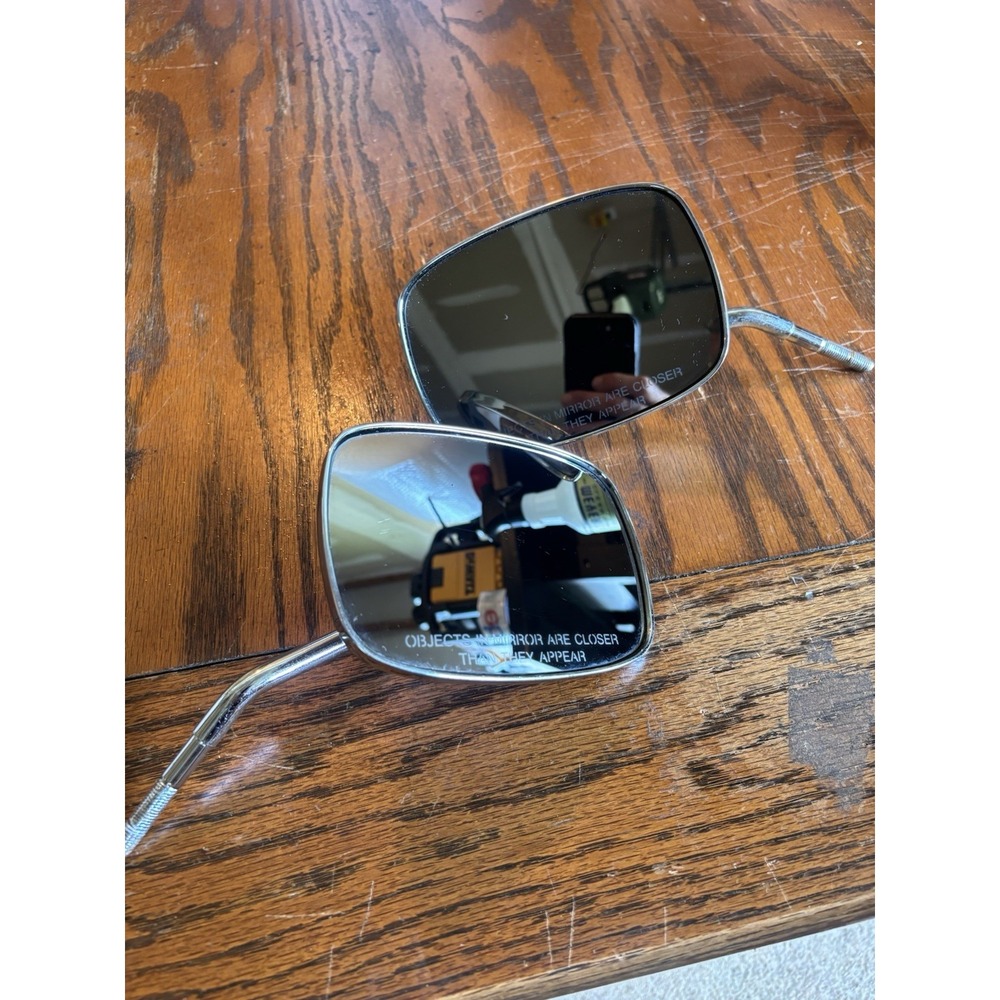 OEM Harley Davidson Chrome Rectangular Short Stem Handlebar Mirrors Pair